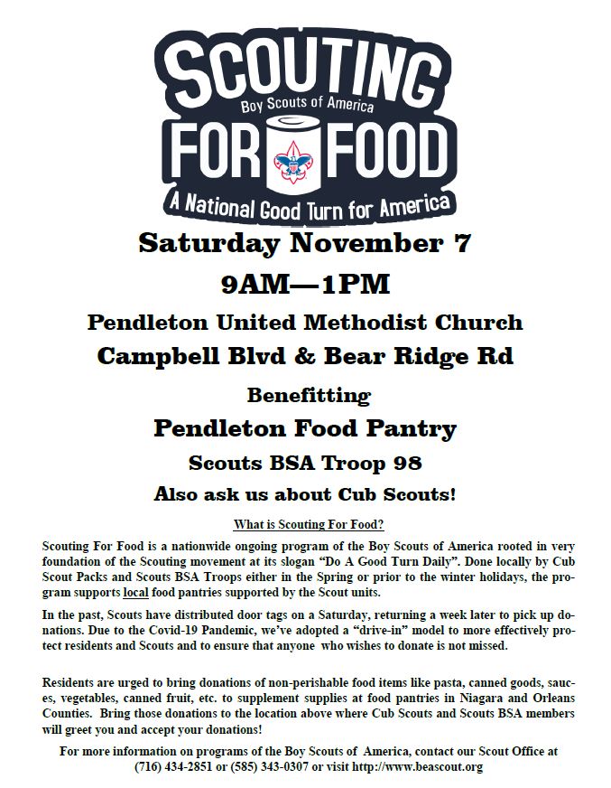 SCOUTING FOR FOOD FOOD DRIVE Pendleton, NY