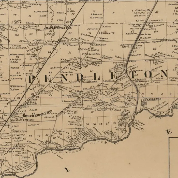 Town of Pendleton, NY Map from 1860